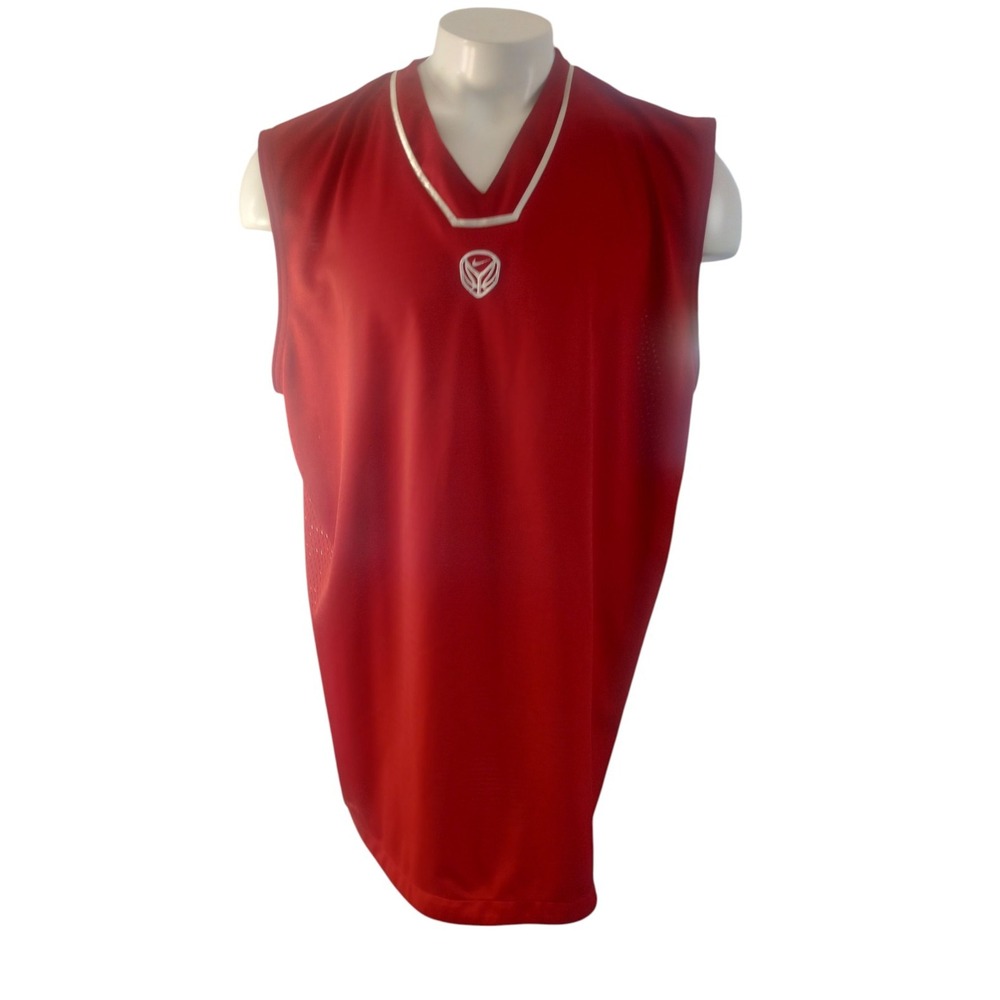 Nike Basketball Jersey Mens size XXL Red Hoop Tech swoosh Logo Y2K Hip Hop Mesh